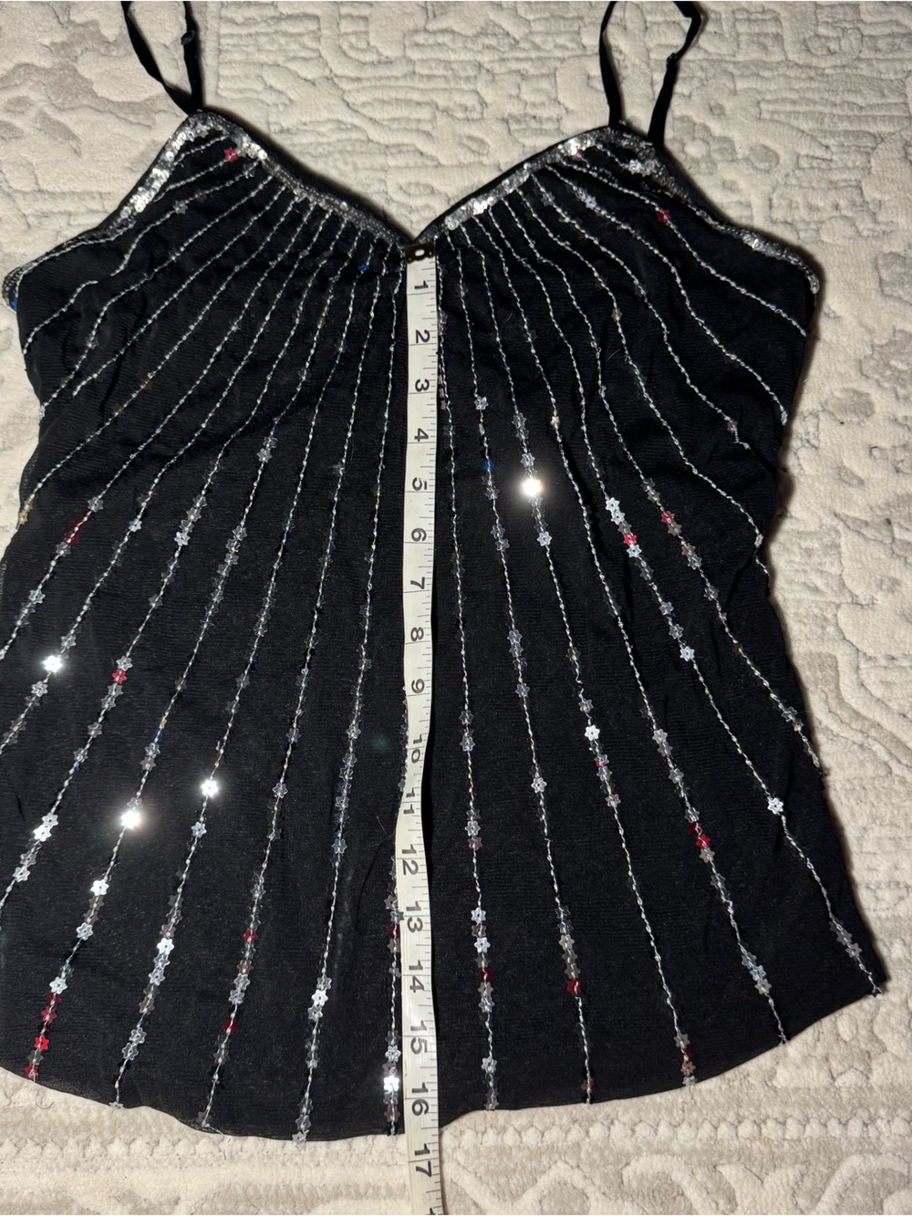 Vintage Y2K The Limited Black star sequin top with adjustable straps. Size: L 🪩 - Picture 5 of 7